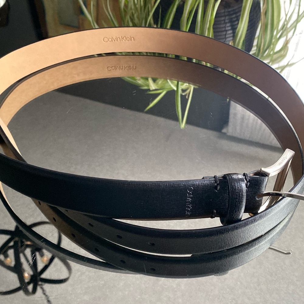 Mens 42”-44” Calvin Klein Black Leather Belt, XL